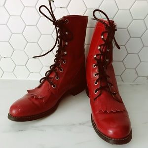 vintage red leather boots